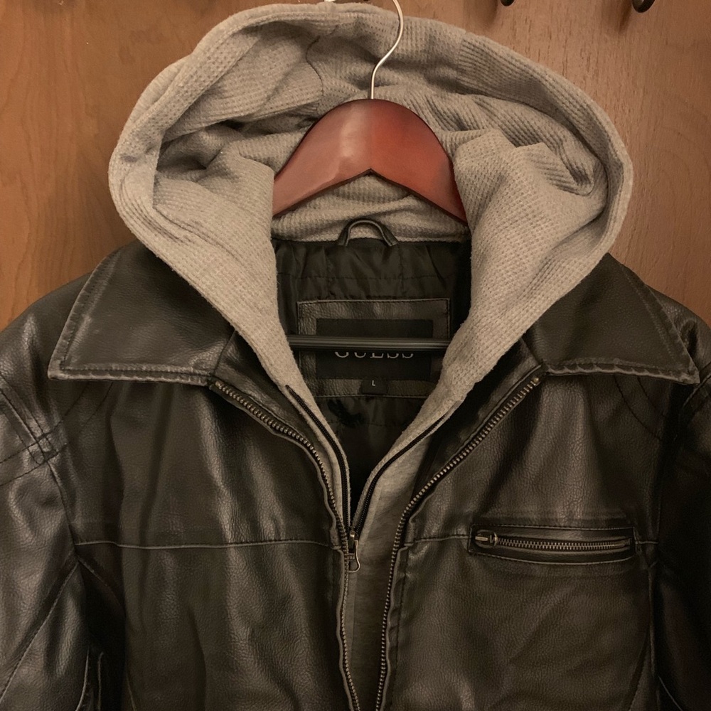 SOLD Guess Hooded Faux Leather Jacket - Picture 5 of 8